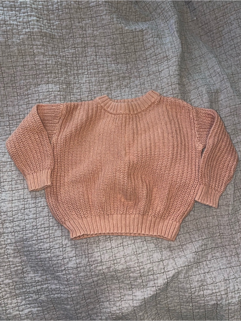 Kids Cozy Crewneck Sweater in Peach